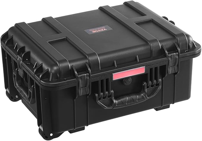 VEVOR Weatherproof Hard Case, Heavy Duty Protective Dry Box with Pre-Cut Foam, Wheels & Retractable Pull Handles for Travel, Hunt, Military, Tactical, IP67 Waterproof Case for Cameras(57x45x28) by VEVOR