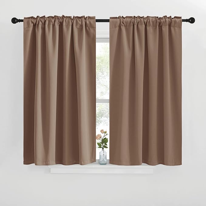 NICETOWN Blackout Curtains and Drapes for Kitchen - (Cappuccino Color) 42 inches Wide by 40 inches Long, 2 Panels Set, Thermal Insulated Blackout Window Drapes - Image 2