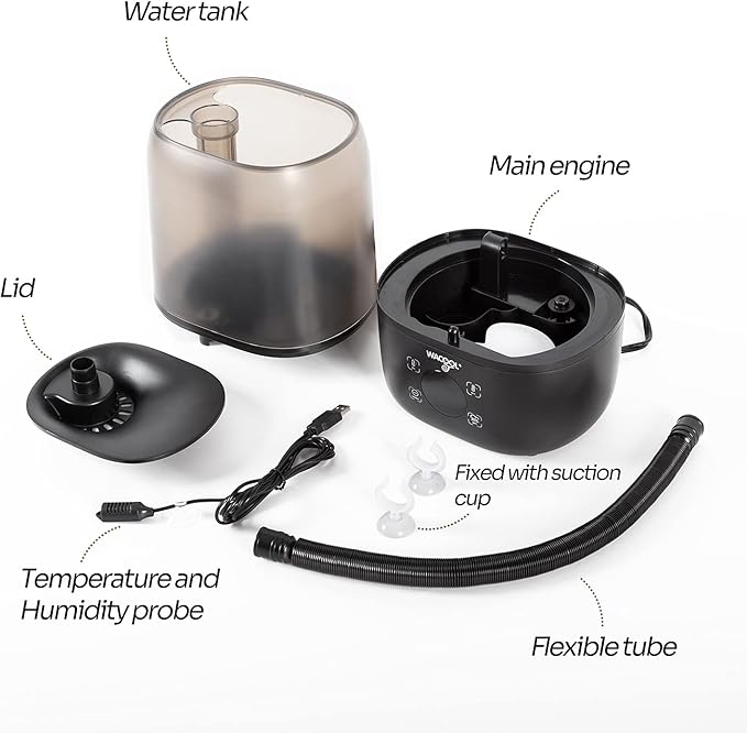 WACOOL Reptile Fogger with Humidity Controller, 4L Large Tank Reptile Humidifier with Humidistat & Extended Hose, Automatic Terrarium Fogger for Beared Dragon Lizard Gecko Snake Tortoise - Image 3