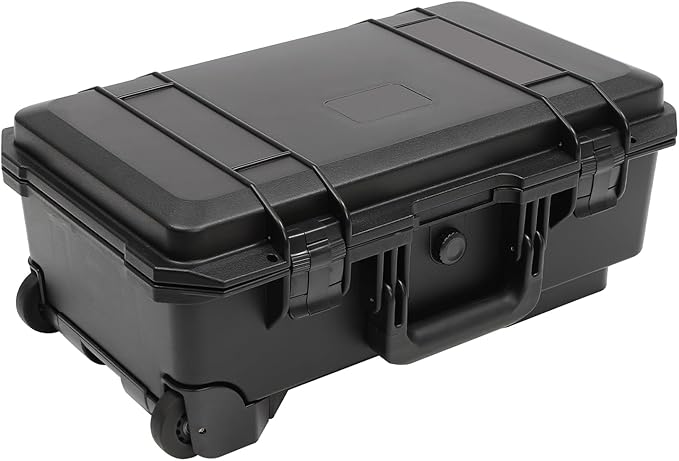 22" Weatherproof Hard Case Rolling Waterproof Case Dry Box with Foam Protective Cases Shockproof Hard Travel Cases For Cameras Lenses Electronic Equipment (Black) - Image 6