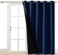 NICETOWN 100% Blackout Cold Blocking Patio Sliding Door Curtain, Wide Lined Drape, Keep Warm Drapery, Sliding Glass Door Panel for Night Shift（Navy Blue, 1 Panel, 70 inches Wide x 84 inches Long by NICETOWN