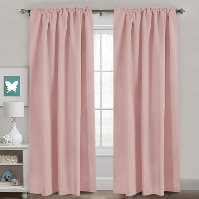 H.VERSAILTEX Baby Pink Blackout Curtains for Living Room Thermal Insulated Window Treatment Panels Room Darkening Blackout Drapes Back Tab/Rod Pocket Bedroom Draperies, 52 x 102 Inch, 2 Panels - Image 2