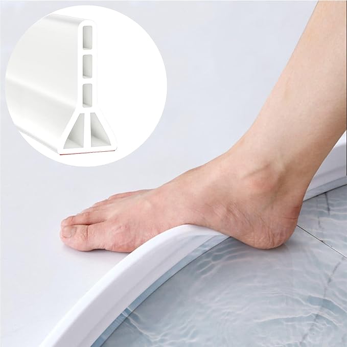3.8" High Shower Dam 39" Collapsible Shower Water Stopper, Shower Threshold Water Splash Guard, Guard for Walk in Shower, Water Guard Stopper for Floor, Shower Door Water Blocker by Unknown