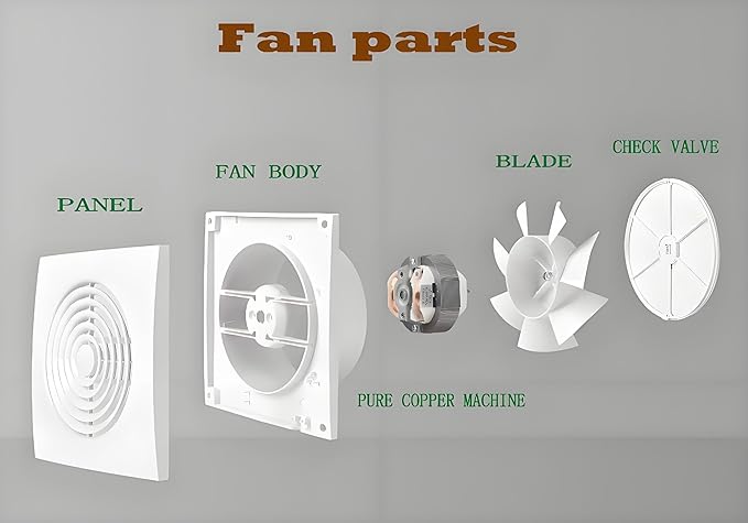 6 Inch Exhaust Fan Bathroom Exhaust Fan with Damper ABS Waterproof Ventilation Fan for Kitchen Garage Bedroom Home Office Ceiling & Wall Mount White - Image 6