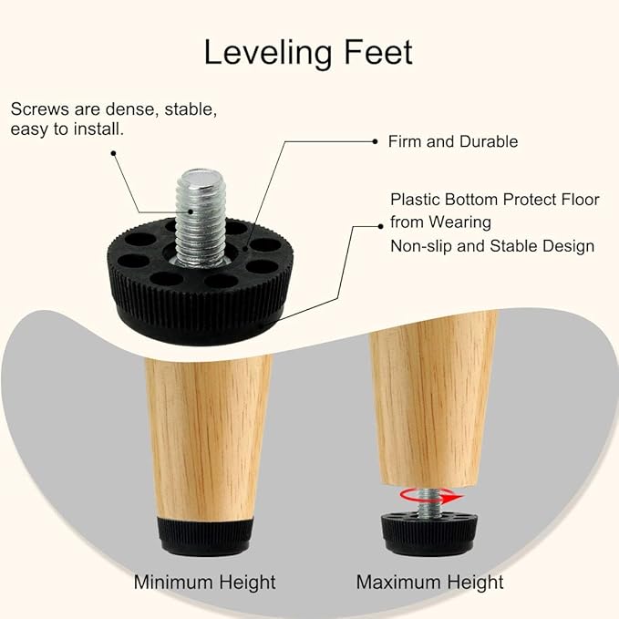 uxcell M8 x 13 x 30mm Furniture Glide Leveling Feet Adjustable Leveler Floor Protector for Home Restaurant Table Leg 12 Pack - Image 4