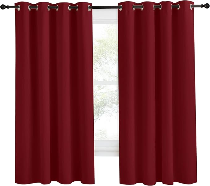 NICETOWN Christmas Burgundy Curtains for Living Room, 55x68 Inch,1 Piece, Burgundy Red, Home Decor Energy Smart Thermal Insulated Window Treatment Drape/Drapery for Patio Door - Image 2