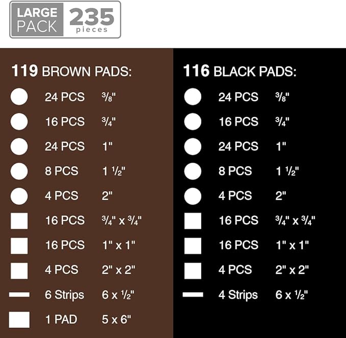 235 pcs Felt Furniture Pads Brown & Black X-Protector! Huge Quantity of Furniture Pads for Hardwood Floors – Your Ideal Wood Floor Protectors for Furniture. Protect Any Type of Hard Floor! - Image 5