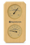 Sauna Thermometer and Hygrometer - 2-in-1 Indoor Analog Temperature & Humidity Gauge with Pine Wood Frame, for Sauna Rooms - 3.5" Dial Wall-Mounted Meter (0–100% RH, Up to 248°F) by Bjerg+Instruments
