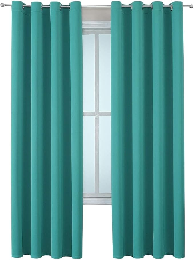 ChrisDowa Grommet Room Darkening Curtains for Bedroom and Living Room - 2 Panels Set Thermal Insulated Blackout Curtains (Teal, 52W x 84L) - Image 7