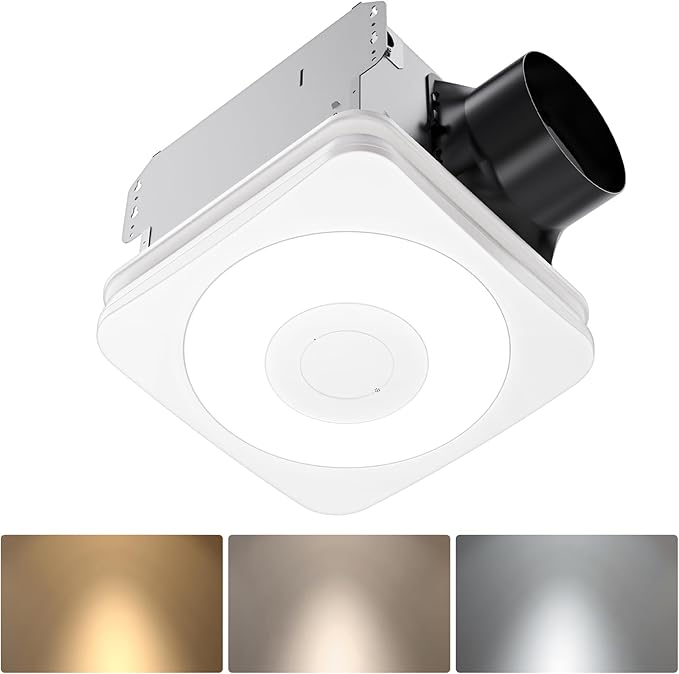 OREiN 3-in-1 Bathroom Exhaust Fan with LED Light & Humidity Sensor, 160 CFM, Auto-On at 60% Humidity, 1500LM, 3000K/4000K/5000K, Night Light, ETL & FCC Certified, Ceiling Opening Size 11.81''x11.02'' by OREiN