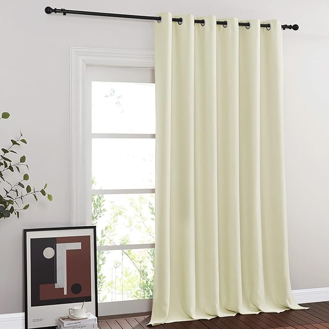 NICETOWN Sliding Door Curtain 108 inches Long, Blackout Patio Door Panel Privacy Thermal Insulated Sound Reducing Room Divider Drape for Bedroom/Living Room (1 Panel, Beige, W80 x L108) - Image 2