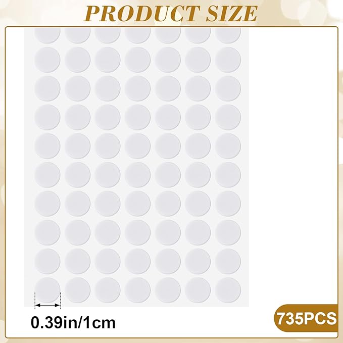 735pcs Small Felt Furniture Pads, Self-Adhesive EVA Foam Dot Circles, Round Felt Furniture Stickers for Desks Drawers Vases Photo Frames Cabinets Doors Candlesticks- White - Image 2