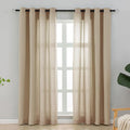 L.Z.E Privacy Curtains 96 Inches Long 2 Panels Set, Tan Beige Light Filtering Curtains for Living Room Bedroom Doorway Divider, Non-See-Through Semi Sheer Window Panels Grommet Top (55" W x 96" L) by LZE