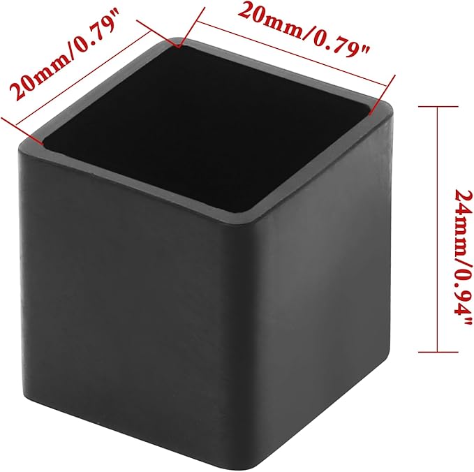 8 Pcs Square PVC Furniture Leg Caps (4/5" x 4/5"), Vinyl Flexible Chair Leg Floor Protectors for Patio Indoor Chair Table Bed, 20mm x 20mm - Image 2