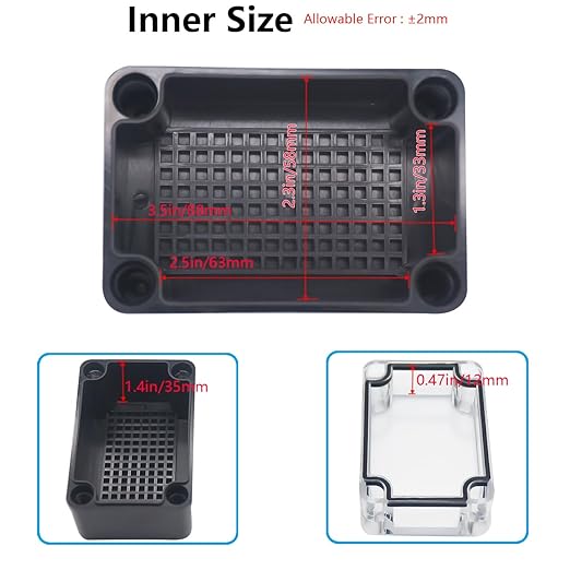 Junction Box,IP67 Waterproof ABS Black Project Box Clear Cover with Mounting Plate Electrical Box Enclosure for Outside Electronics 3.7 x 2.6 x 2.2inch(95x65x55mm) - Image 4