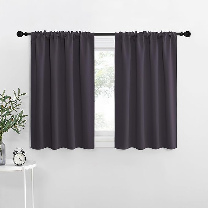 NICETOWN Blackout Curtains for Living Curtains, Greyish Purple, 2 Panels, 29 by 30, Room Darkening Window Curtain Panels, Easy-Care Solid Thermal Insulated Draperies/Drapes for Daughter Room by NICETOWN