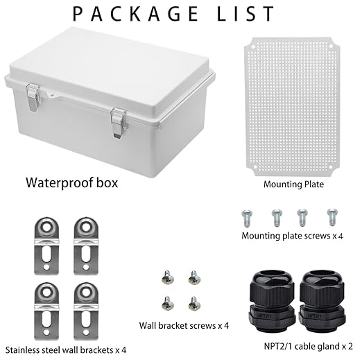 Outdoor Waterproof Electrical Box Junction Box Weatherproof IP67 ABS Plastic Enclosure Switch Router Project Box Electronics Enclosure with Mounting Plate Wall Bracket Grey 11.4"x7.5"x5.5" - Image 4