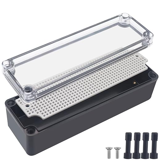 Junction Box,IP67 Waterproof ABS Black Project Box Clear Cover with Mounting Plate Electrical Box Enclosure for Outside Electronics 9.8 x 3.1 x 2.8inch(250x80x70mm) by Otdorpatio