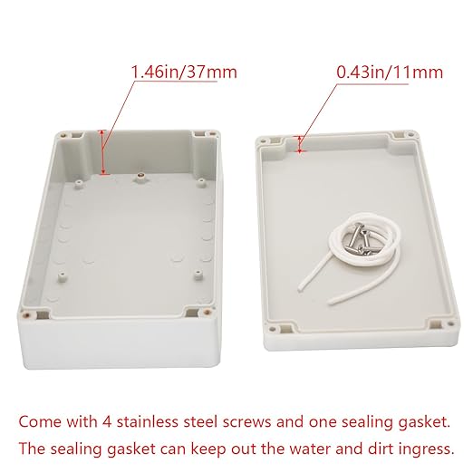 Project Box IP65 Waterproof Junction Box ABS Plastic Electrical Boxes DIY Electronic Project Case Power Enclosure White 7.87x4.72x2.2 inch (200 x 120 x56 mm) - Image 4