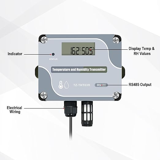 Tzone RS485 Temperature Humidity Sensor Modbus RTU Temp Sensor Digital Industrial Temp and Humidity Transmitter Wall Mounted,-40℉ to 257℉ Temperature Probe Analog Moisture Monitor Greenhouse Grow Tent - Image 8