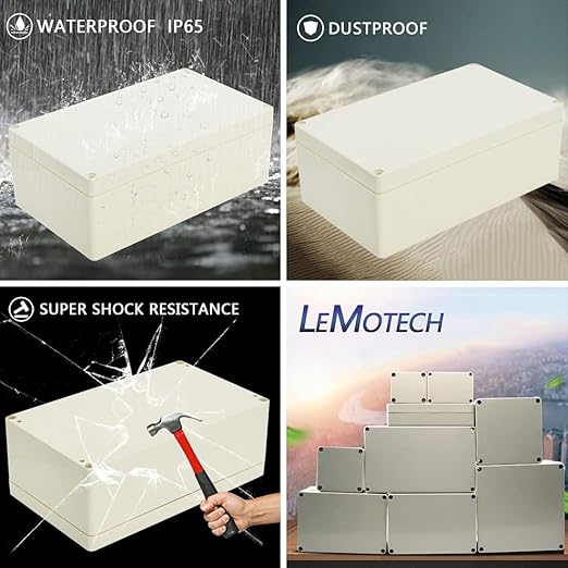 LeMotech Waterproof Dustproof IP65 ABS Plastic Junction Box Universal Electric Project Enclosure Pale Gray 7.9 x 4.7 x 2.95 inch (200 x 120 x 75 mm) - Image 7