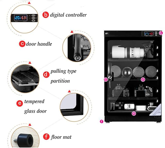 TECHTONGDA 80L Dehumidify Dry Cabinet Box Storage, Full Automatic Digital Control Dehumidify Cabinet, Electronic Dry Box, Lens Camera Equipment Storage, Noiseless & Energy Saving - Image 3