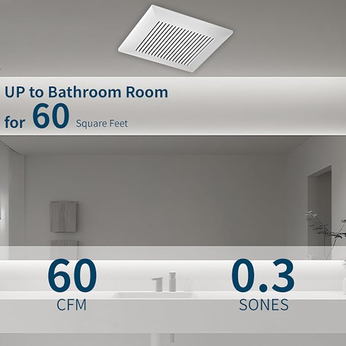 Tech Drive Bathroom Exhaust Fan 60 CFM, 0.3 Sone, 4-Inch Duct,No Attic Access Needed,Super Quiet Ventilation Fan, Easy to Install Ceiling Mounted, White, ETL Certified - Image 3