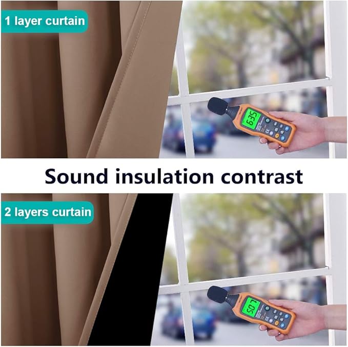 NICETOWN Room Warming Thermal Insulated 100% Blackout Long Curtain, Grommet Slider Curtain Panel with Black Lining, Full Light Blocking Patio Door Panel (Cappuccino, 1 PC, 100 inches x 95 inches) - Image 4