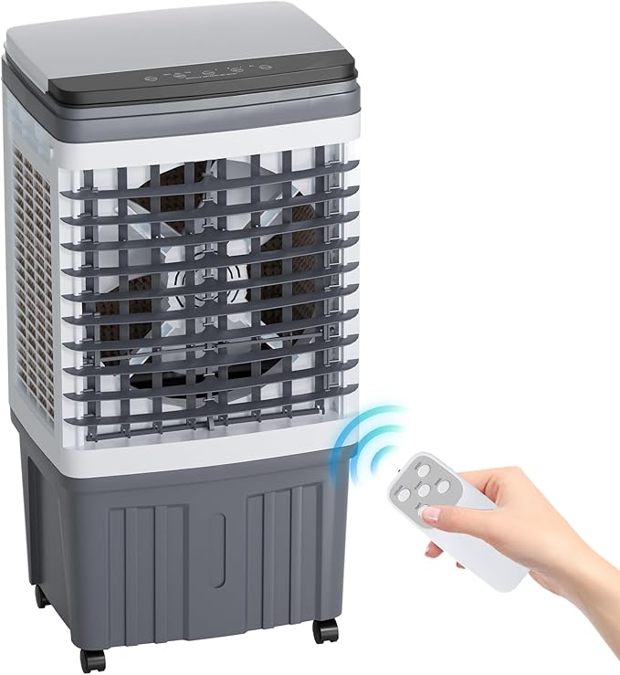 TABU 2354CFM 3-in-1 Evaporative Air Cooler, 6.6-Gal Water Tank Portable Swamp Cooler of Cooling, Humidifier& Fan,3 Wind Speeds,120° Oscillation,7.5H-Timer,Remote Control,Grey - Image 8