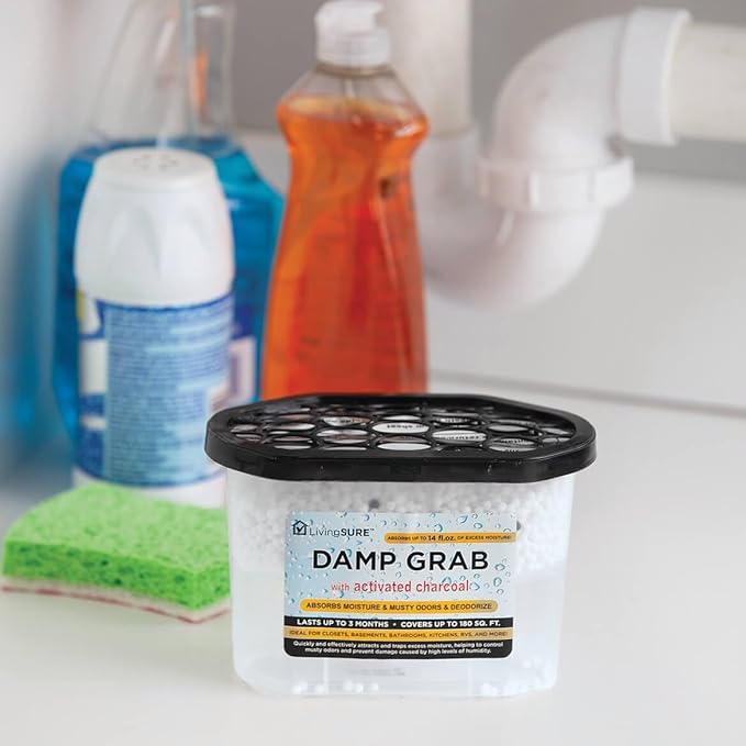 Damp Grab with Charcoal Dehumidifier: Quietly absorbs Moisture and Odors. Ideal for basements, Closets, and high-Humidity Spaces. Covers up to 180 sq. ft. Lasts Approx. 3 Months. by LivingSURETM - Image 2
