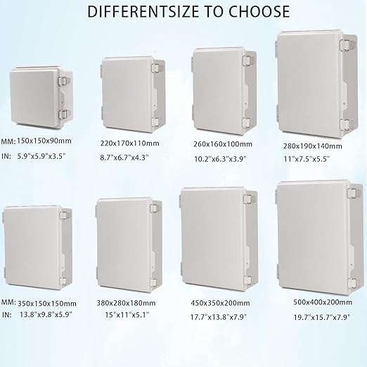 Zulkit Junction Box,IP67 Waterproof Electrical Box Hinged Cover Stainless Steel Latch Plastic Enclosure for Project w Mounting Plate Wall Bracket and 2 Cable Gland Grey 11"x7.5"x5.5"/280x190x140mm - Image 3
