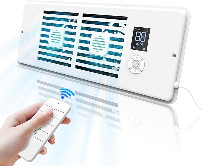 Register Booster Fan Fits 4" x 12" Register Holes, 10-Speed Smart Thermostat AC Vent Fan with Timer Setting and Aroma Function, Air Vents Fans & Heating for Wal by Estensoe