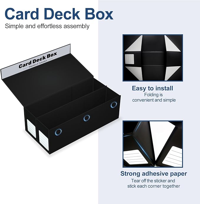 Trading Card Storage Box with Magnetic Closure for 2400+ Sleeveless, Sports Card Case with 7 Dividers & 2 Foam Stoppers, Bulk Card Deck Box for MTG, PTCG, TCG, Game Cards - Image 3