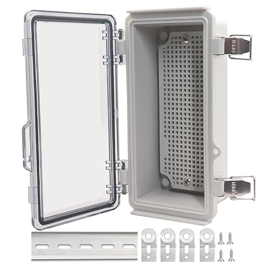 Electrical Box, Outdoor Waterproof Box IP67 Junction Box with Mounting Plate,ABS Plastic Project Box Power Cord Enclosure Clear 7.9" Dx3.9 Wx2.8 H by LuSumtly