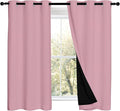 NICETOWN 100% Blackout Short Curtains with Black Liners, 2 Panels, 37" W by 50" L, Crystal Pink, Thermal Insulated Full Blackout 2-Layer Lined Drapes, Energy Efficiency Window Draperies for Bedroom by NICETOWN