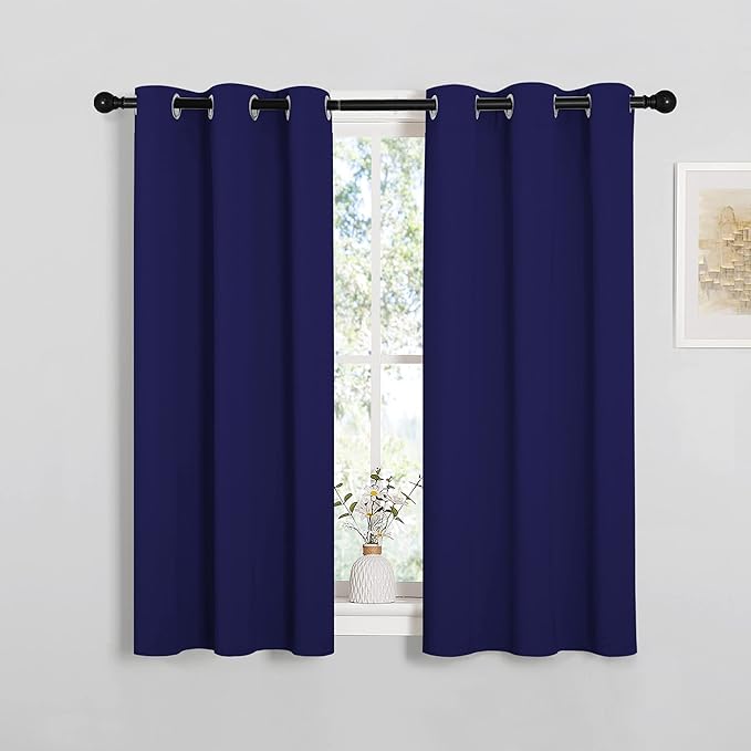 NICETOWN Blackout Draperies Curtains, All Season Thermal Insulated Solid Grommet Top Blackout Curtains/Drapes for Kid's Room (Royal Blue, 1 Pair, 34 x 45 inches) - Image 2