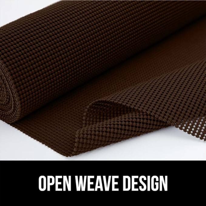 GORILLA GRIP powerGRIP Drawer Shelf and Cabinet Liner, Thick Strong Hold, Non-Adhesive Liners Protect Kitchen Cabinets and Cupboard, Bathroom Drawers, Easy Install, Breathable Mat, 12" x20', Chocolate - Image 7
