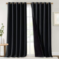 NICETOWN Extra Long Truly Blackout Drapes for Hall and Villa, 100% Blackout Window Curtain Panels with Black Lined for Night Shift Worker, 70-inch Width Each Panel, 108-inch Length, Black, 2 Pieces by NICETOWN
