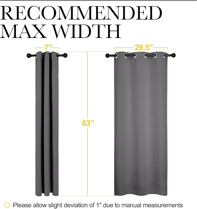 NICETOWN Grey Blackout Curtain Panels for Bedroom, Thermal Insulated Grommet Top Blackout Draperies and Drapes (2 Panels, W34 x L63 inches, Grey) - Image 3