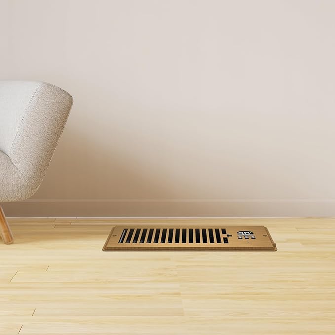 4"x10" Vent Register Booster Fan, Strong Steel Panel, Ultra-Quiet, 10-Speed, Built-In Thermostat, Mechanical Damper, Efficient HVAC Vent Fan (Wood Grain, 1 Pack) - Image 2