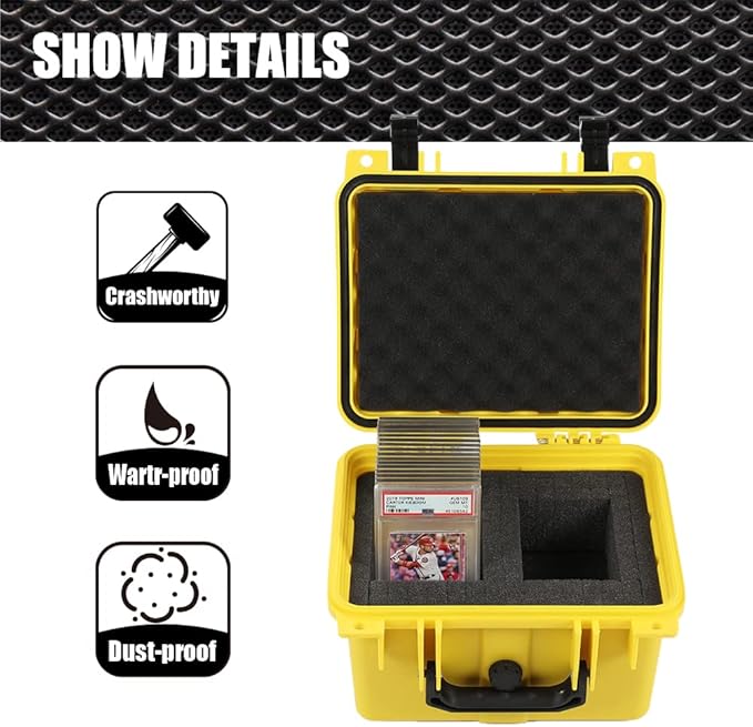 G-PLUS Graded Card Storage Box Fit BGS PSA SGC FGS Weatherproof Graded Sports Trading Cards(Small, Yellow) - Image 3