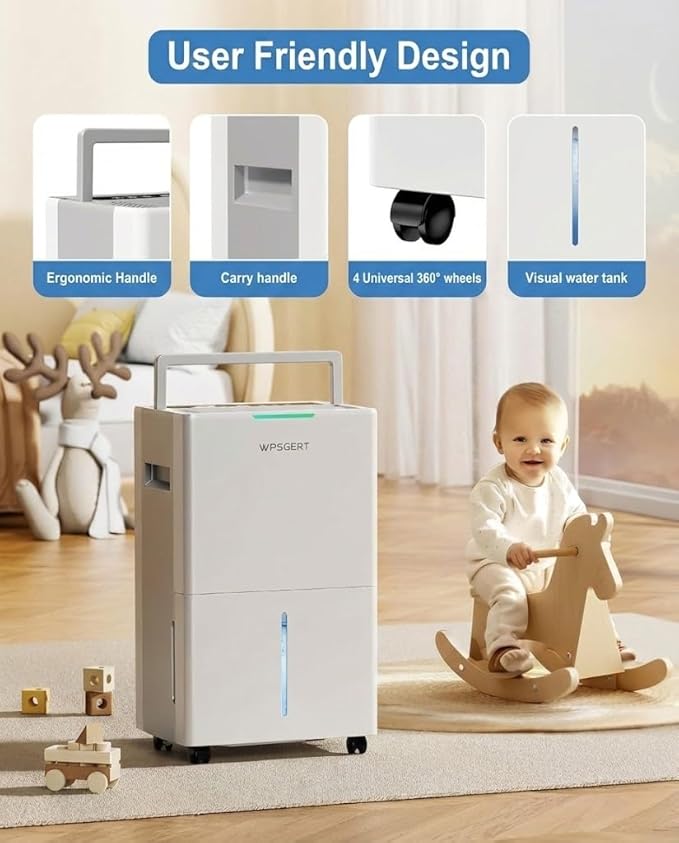 4000 sq.ft Dehumidifier for Basement with Drain Hose, 45 Pint Dehumidifiers for Home, Smart Compressor Dehumidifies for Large Room, Bedroom, 3 Modes, Intelligent Humidity Control, Auto Defrost - Image 8