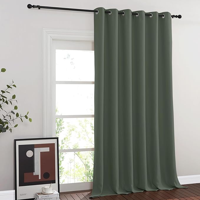 NICETOWN Blackout Curtains & Drapes - Privacy Thermal Efficiency Backdrop Curtains for Bedroom Room Divider Living Room Patio Sliding Glass Door, Wide 80 x Long 144 inch, Dark Mallard, 1 Panel by NICETOWN