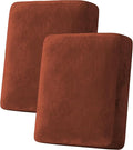 H.VERSAILTEX Velvet Stretch Couch Cushion Cover Plush Cushion Slipcover for Chair Loveseat Sofa Cushion Furniture Protector Seat Cushion Sofa Cover (2 Piece Medium Sofa Cushion Covers, Rust) by HVERSAILTEX