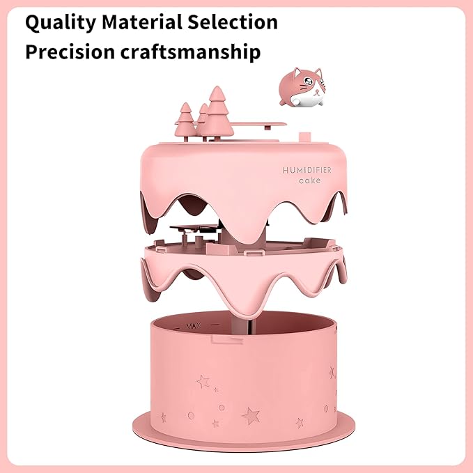 Cute Pet Humidifier, TV Humidifier, USB Plug in Use, Desktop Silent Spray, High Appearance Level Gifts (Pink Cat Cake) - Image 3