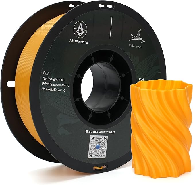PLA 3D Printer Filament, Dimensional Accuracy +/- 0.02 mm, 1 kg Spool(2.2lbs), 1.75 mm，Orange by ABCWavePrint