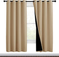 NICETOWN Living Room Completely Shaded Draperies, Privacy Protection & Noise Reducing Black Lined Insulated Window Treatment Curtain Panels for Patio Door (Set of 2 Pcs, W46 x L72, Biscotti Beige) by NICETOWN