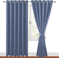 Hiasan Grommet Blackout Curtains for Bedroom, 70 x 84 Inches - Thermal Insulated & Light Blocking Window Drapes for Living Room/Dorm Room, Set of 2 Panels Sewn with Tiebacks, Blue Haze by Hiasan