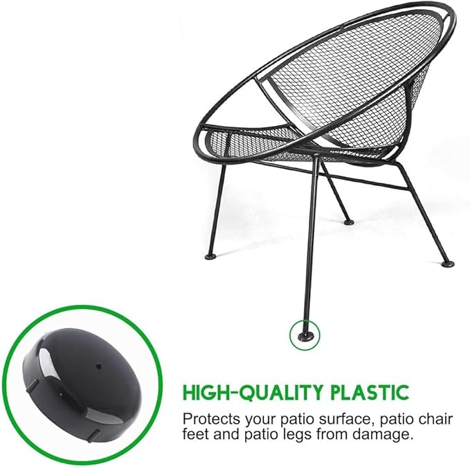 .-Inch Black Plastic Leg Glides for Wrought Iron Patio Furniture – 32-Pack Outdoor Chair Foot Protectors with Moisture- Holes - Image 2