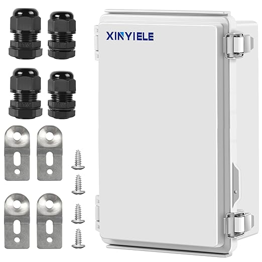 Waterproof Outdoor Project ABS Plastic Junction Box IP67 Weatherproof Dustproof Enclosure with Hinged Cover, Mounting Plate,Wall Brackets for Power Project (11"X7.5"X5.5") by XINYIELE